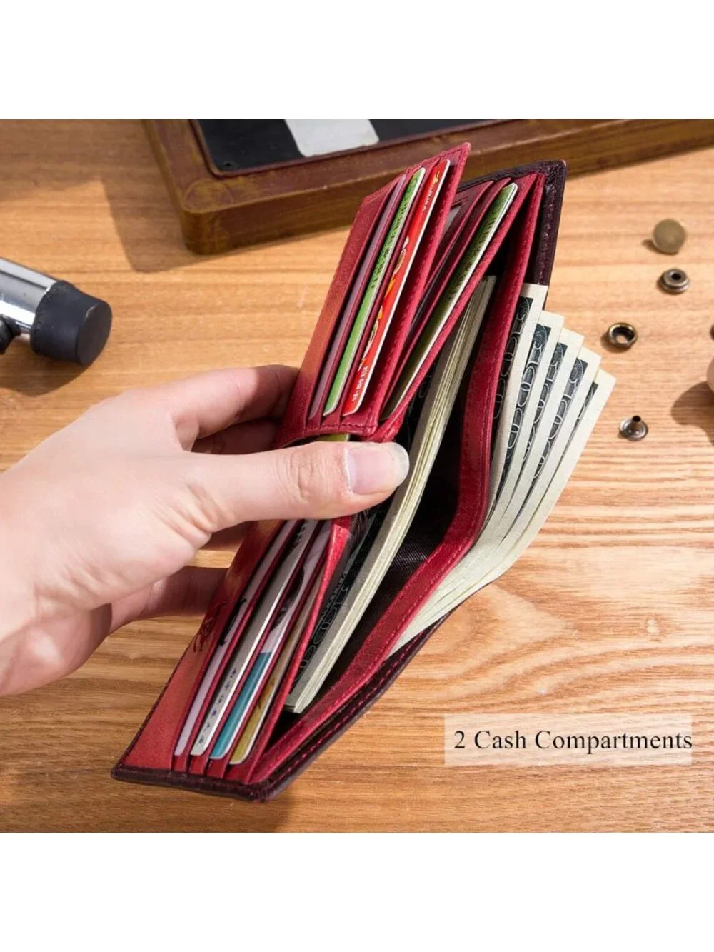 Slim Genuine Leather RFID Wallet for Men | Bifold Front Pocket, 2 ID Windows, 11